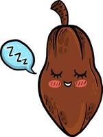 Sleeping cocoa bean, illustration, vector on white background