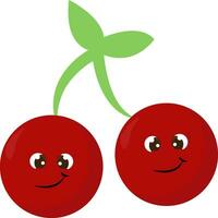 Happy cherry, illustration, vector on white background.