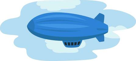 Blue airship, illustration, vector on white background