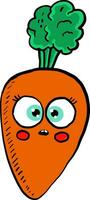 Scared carrot, illustration, vector on white background