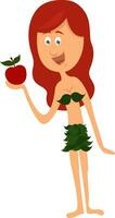 Eve with apple, illustration, vector on white background