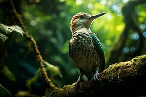 AI generated Woodpecker Bird In Tropical Forest photo