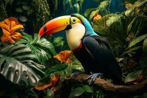 AI generated Toucan Bird in Tropical Jungle photo