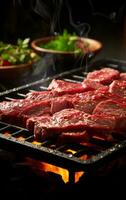 AI generated Sizzling Summer Barbecue with Juicy Steaks photo