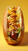 AI generated Hot dog with mustard photo