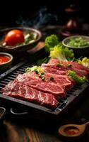 AI generated Sizzling Summer Barbecue with Juicy Steaks photo