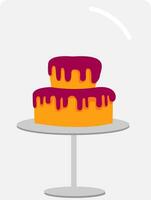 Cake on display, illustration, vector on white background.