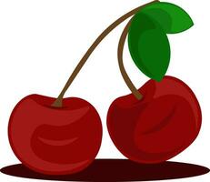 Tasty cherry, illustration, vector on white background.