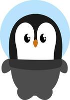 Penguin in space, illustration, vector on white background.