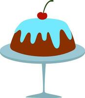 Cherry cake, illustration, vector on white background.