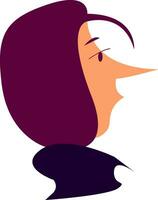 un mujer con púrpura pelo vector o color ilustración