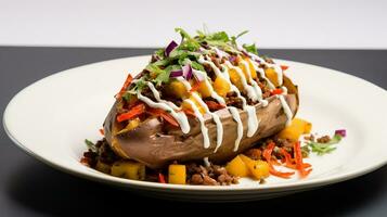 AI generated Stuffed sweet potato Mexican style photo