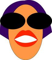 A woman with purple hair and red lips vector or color illustration