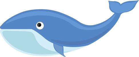 Big blue whale, illustration, vector on white background.