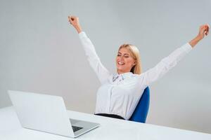 Young businesswoman working at laptop computer. photo