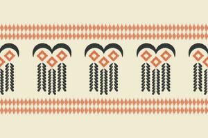 Ethnic Ikat fabric pattern geometric style.African Ikat embroidery Ethnic oriental pattern brown cream background. Abstract,vector,illustration.Texture,clothing,frame,decoration,carpet,motif. vector