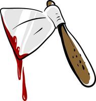 Bloody ax, illustration, vector on white background.