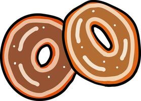 Bagels drawing, illustration, vector on white background.