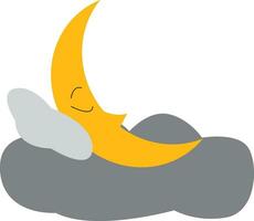 A crescent moon sleeping vector or color illustration