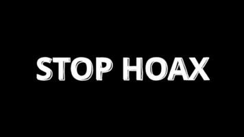 Stop hoax text animation with black background video