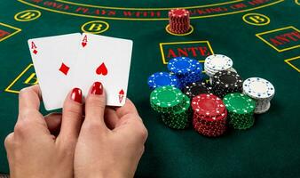 Poker play. Cards photo