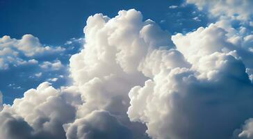 AI generated Fluffy soft clouds. Beautiful cloudy sky. Dream cloud of heaven. Nature background or backdrop. photo