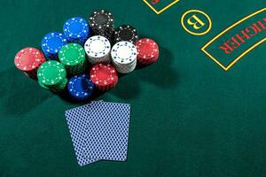 Poker play. Chips and cards photo