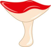 A mushroom with a red cap vector or color illustration