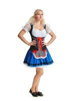 Beautiful young blond girl of oktoberfest beer stein photo