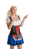 Beautiful young blond girl of oktoberfest beer stein photo