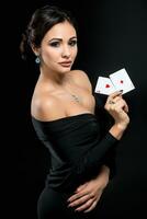 sexy woman with poker cards photo