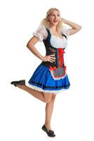 Beautiful young blond girl of oktoberfest beer stein photo