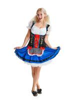 Beautiful young blond girl of oktoberfest beer stein photo