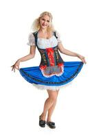 Beautiful young blond girl of oktoberfest beer stein photo