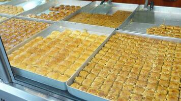 turkish dessert baklava selling at shop video