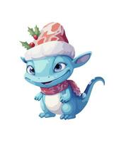 AI generated Vector cute Christmas dragon. Symbol of the New Year. Dinosaur illustration in watercolor style