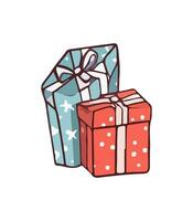 AI generated Gift vector illustration. Christmas New Year decoration box. Drawn in cartoon watercolor style.