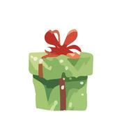 AI generated Gift vector illustration. Christmas New Year decoration box. Drawn in cartoon watercolor style.