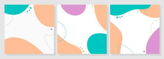 Set of square abstract backgrounds in trendy color of the 2024. Peach fuzz. Multicolored vector illustration for cards, banners, wallpaper, posters.