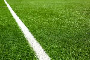 White line on a soccer field grass photo