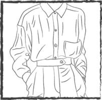 A shirt tucked in vector or color illustration