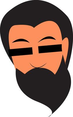 Long beard vector or color illustration