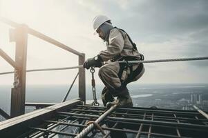 ai generado construcción ingeniero obrero. generar ai foto