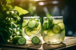 AI generated Basil cucumber drink. Generate AI photo