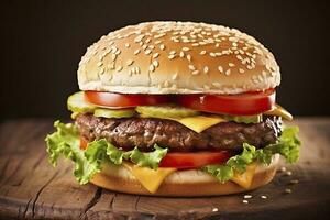AI generated Best Hamburger Ever.  AI Generated photo