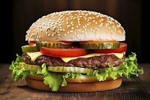 AI generated Best Hamburger Ever.  AI Generated photo