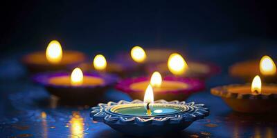 AI generated Happy Diwali. Diya oil lamps were lit during the celebration. AI Generated photo