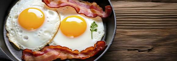 AI generated Fried eggs and bacon. AI Generated photo