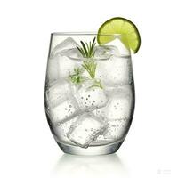 AI generated Gin tonic glass of water with ice isolated on white background. AI Generated photo