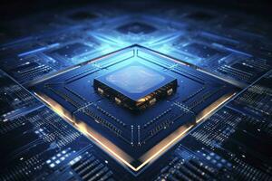 AI generated Futuristic central processor unit. Powerful Quantum CPU motherboard. AI Generated photo